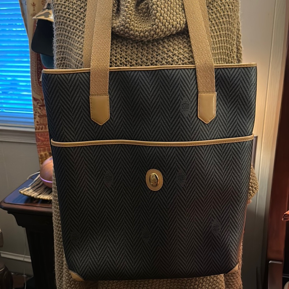 Vtg Mark Cross 1845 Herringbone shopping tote